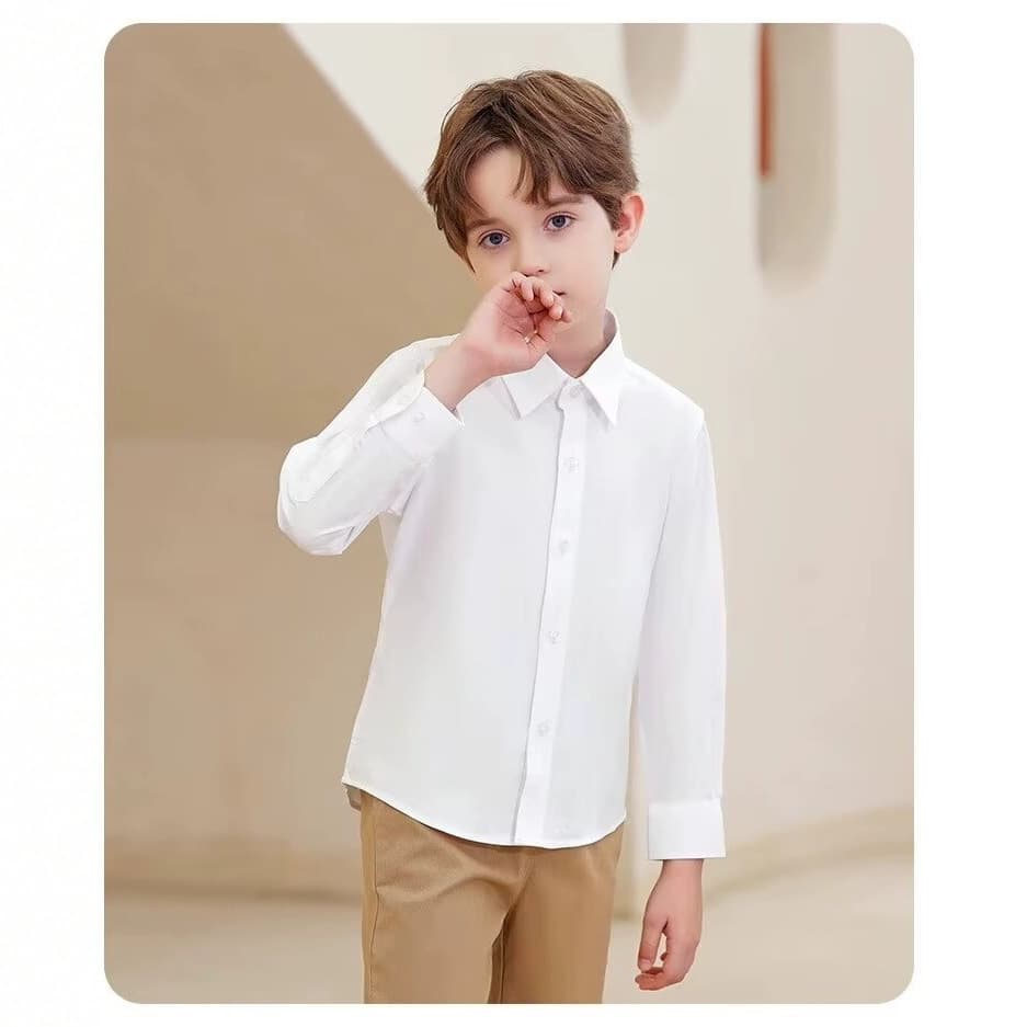 2025 Spring/Autumn New Style Boys and Girls White Shirt with Turn-Down Collar, School Style Class Uniform for Kindergarten Children