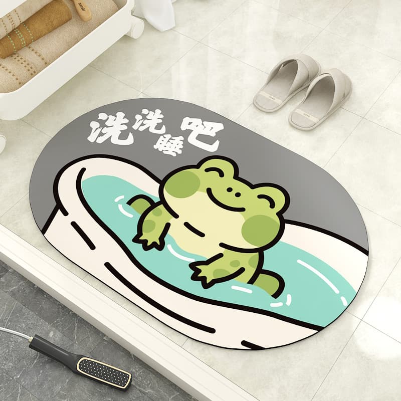 Bathroom Mat Diatom Mud Soft Absorbent Cartoon Mat Toilet Restroom Anti-Slip Mat Household Entry Door Mat Floor Mat