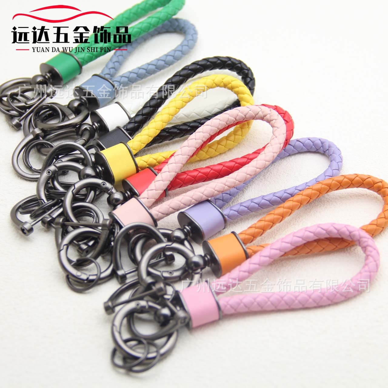 Fashion braided rope car keychain color key chain zinc alloy bag rope pendant key chain factory wholesale