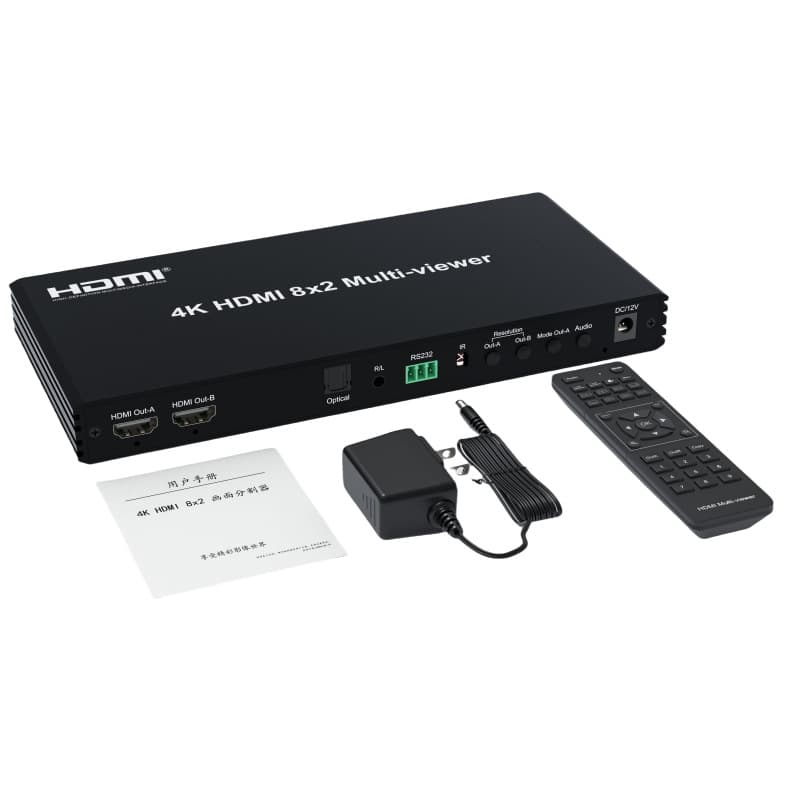 Cross-border Hot Sale 4K HDMI 8x2 Multiviewer 8 Input 2 Output HDMI Switch HD Video Display