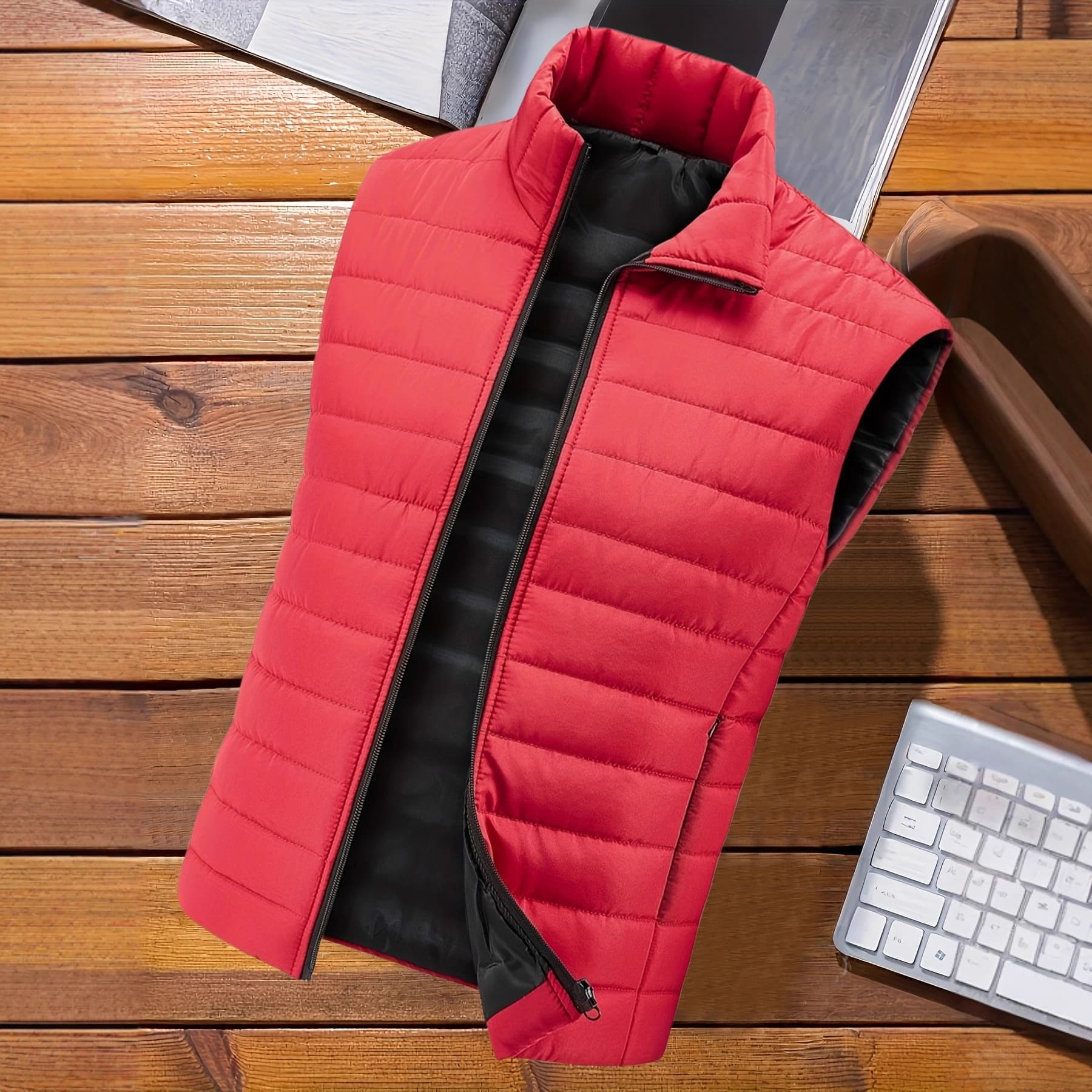 Cross-border European size lightweight down vest for men, autumn and winter thermal insulation vest, US in-stock stand collar coat, hot-selling item.