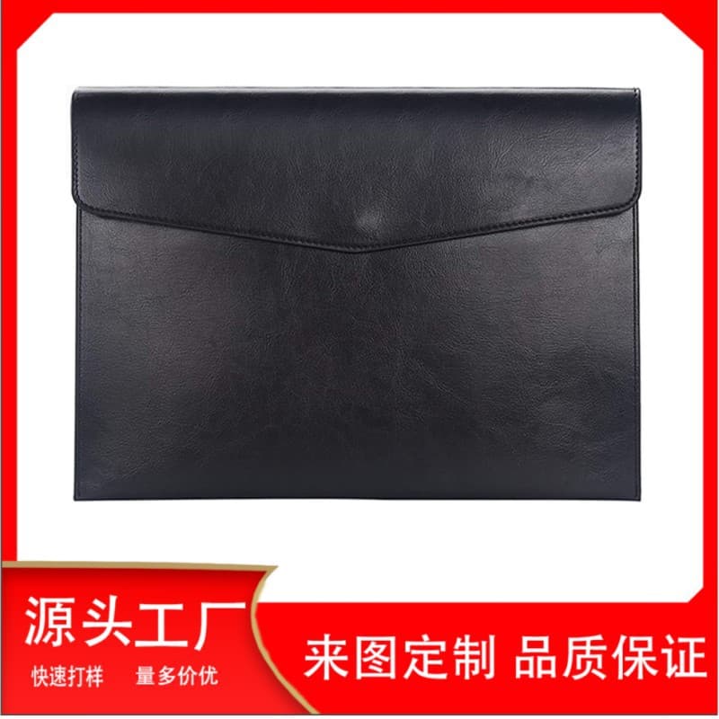 Cross-border document bag A4 leather document bag flat bag briefcase information real estate business contract bag waterproof