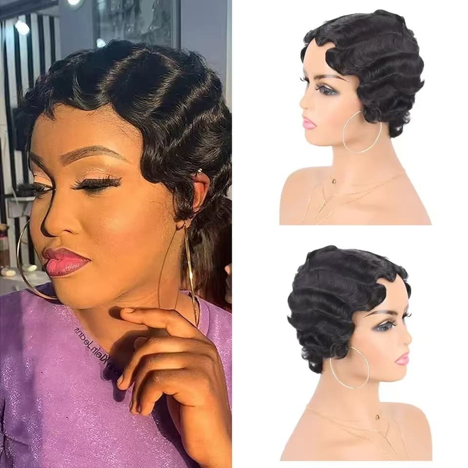 European and American short ladies retro Shanghai curls human hair machine wigs human hair wigs