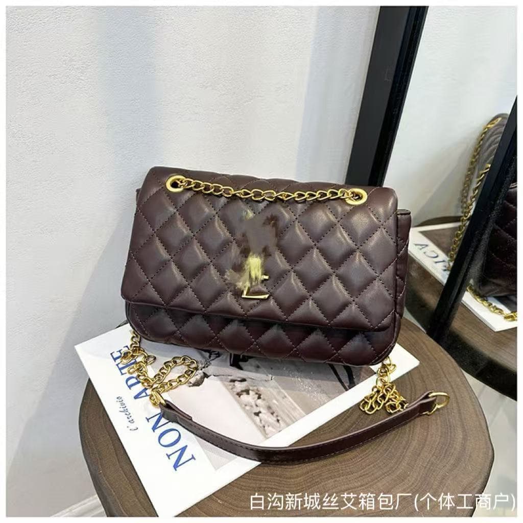 European and American new hot-selling women's bag rhombus chain bag high-end texture cross-border versatile trend simple shoulder crossbody bag