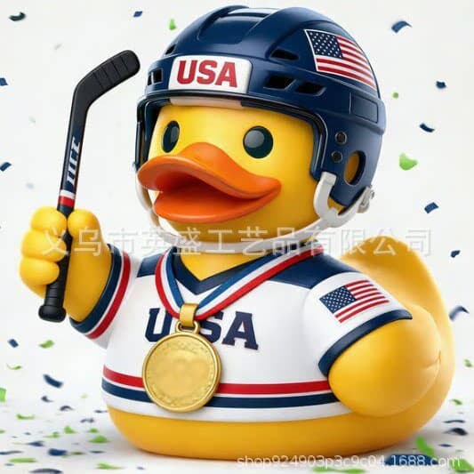 New Cross-Border Product Little Yellow Duck Hockey Professional Yellow Duck Sports Figurine Home Garden Design Ornament