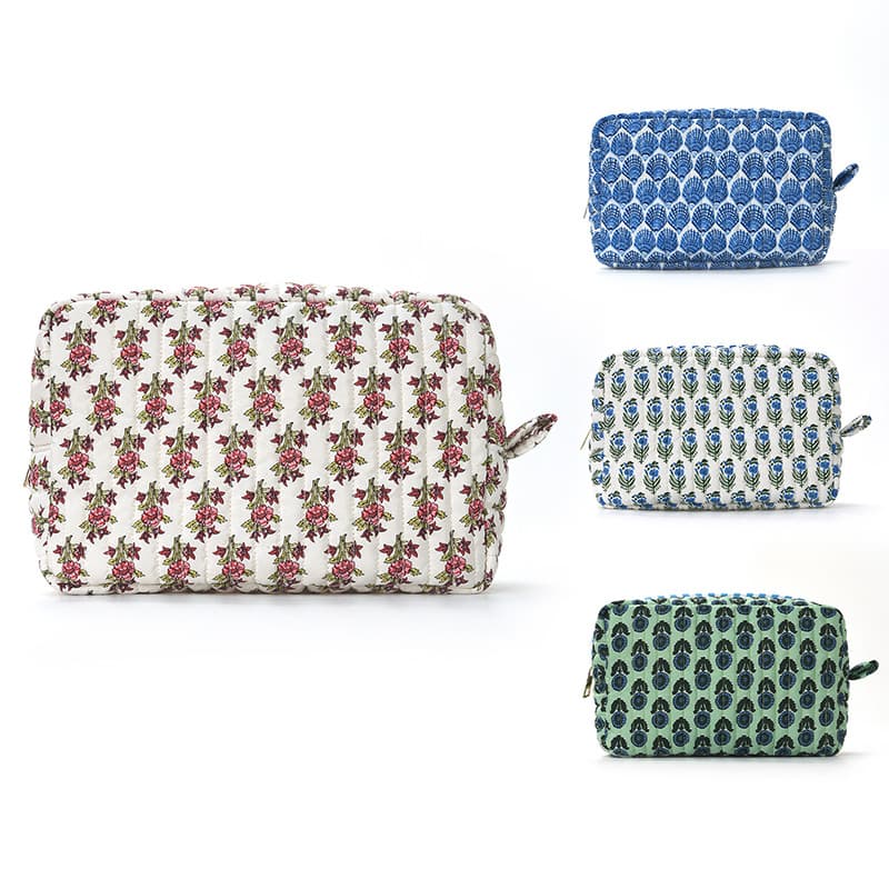 Feihong cross-border small floral cosmetic bag quilted high-value large-capacity storage bag travel portable hand-held cosmetic bag