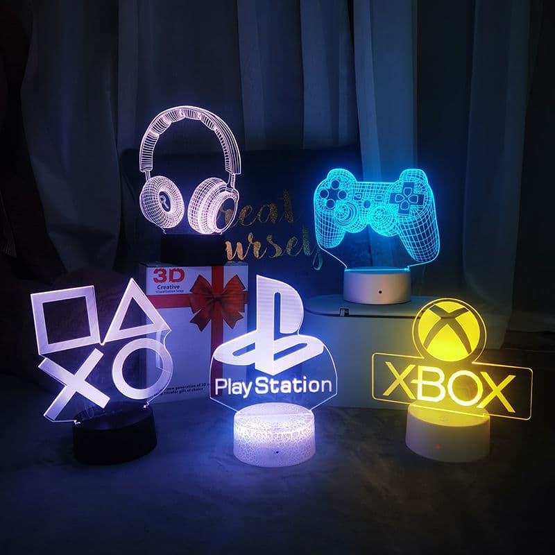 Factory Direct New 3D Visual Game Decorative Light E-Sports Atmosphere Lamp 3D Night Light Game Controller Decorative Light