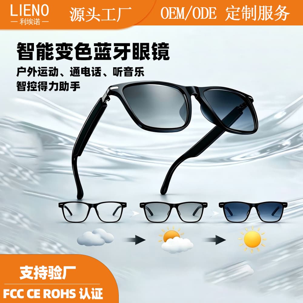 Wireless Bluetooth Smart Glasses with Photochromic Lenses, Business Calls, Multi-language Real-time AI Translation Glasses