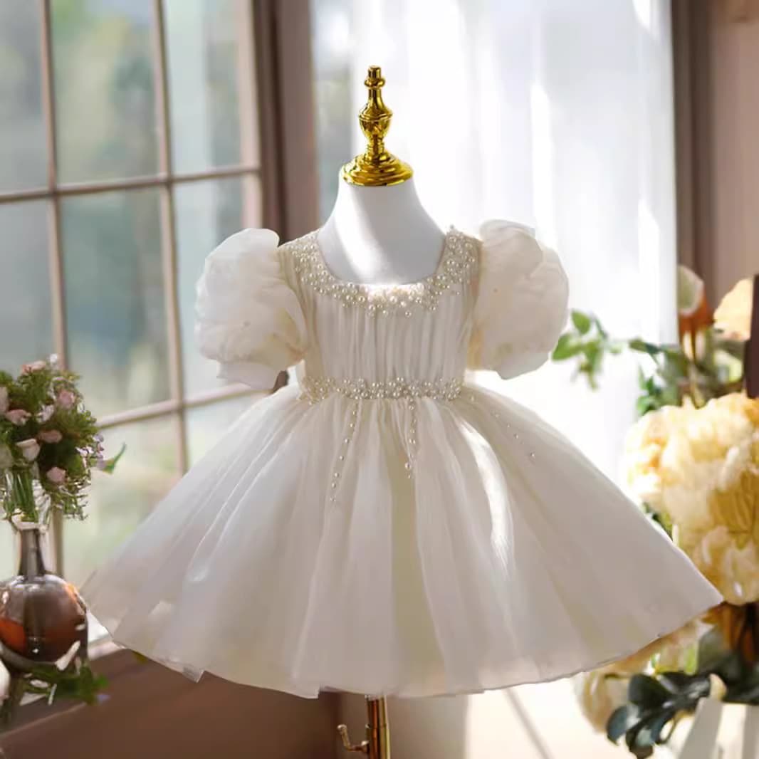 2026 High-End Flower Girl Wedding Dress for Girls, Children's Host Piano Performance Princess Dress Summer