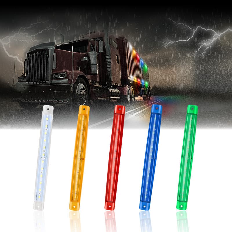 Export Hot Selling Truck High Brightness 12-LED Ultrasonic Side Light 24V Truck Warning Light LED Strip Light Clearance Light