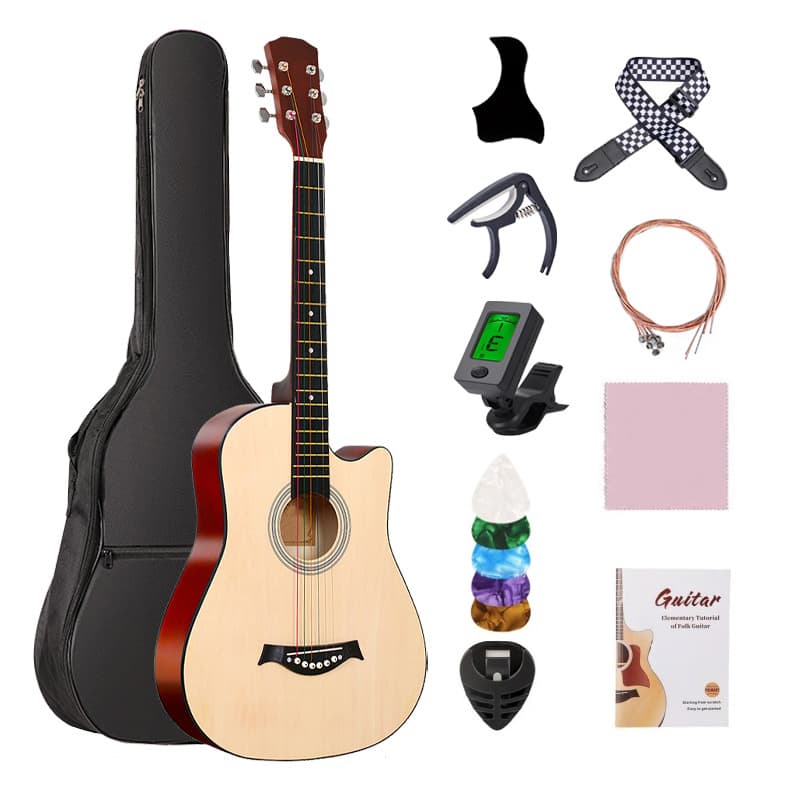 One piece drop shipping cross-border 38-inch guitar for beginners, folk guitar, entry practice piano, student acoustic guitar instrument
