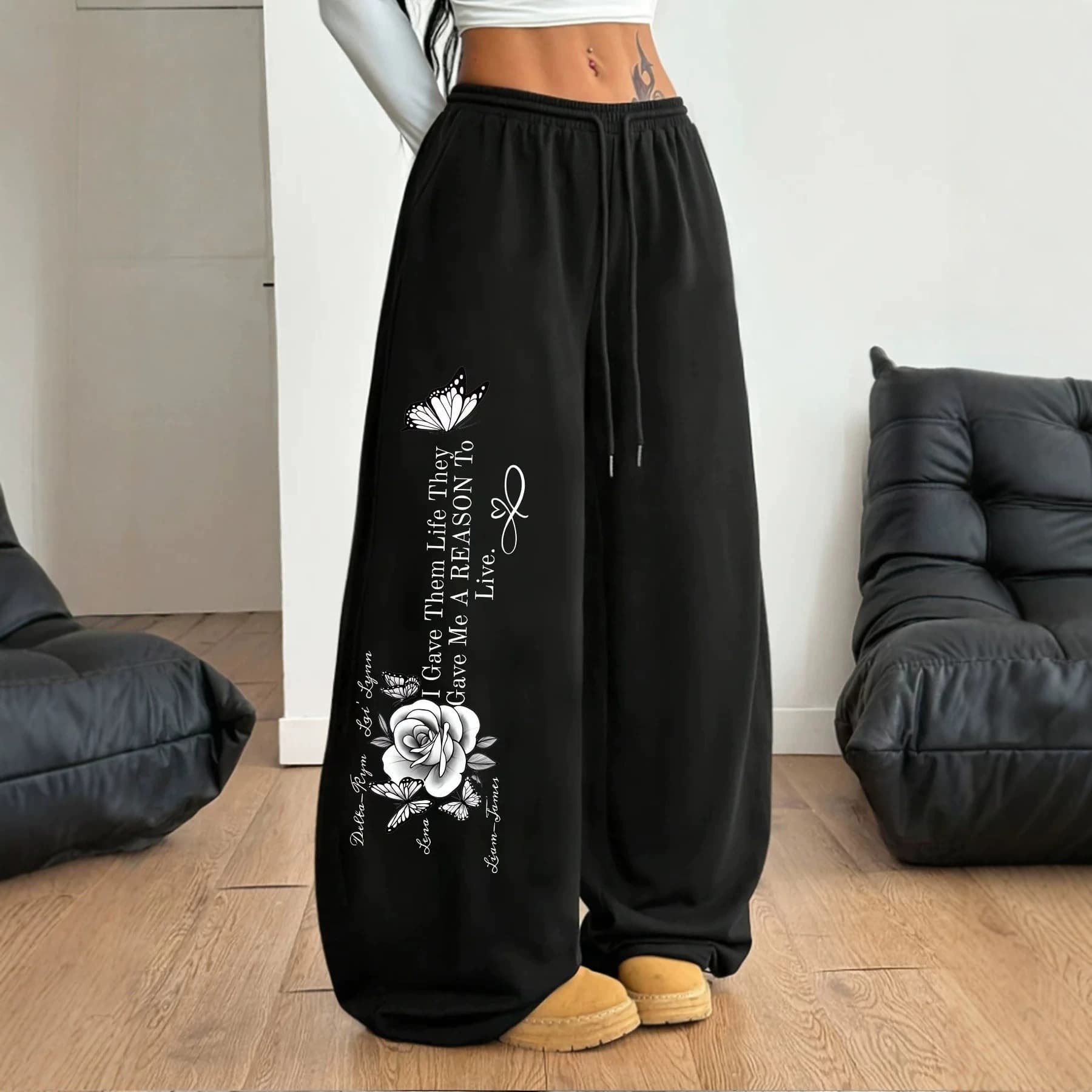 American hip-hop casual pants for women cross-border loose and versatile retro Y2K Gorgon print drawstring sports trousers