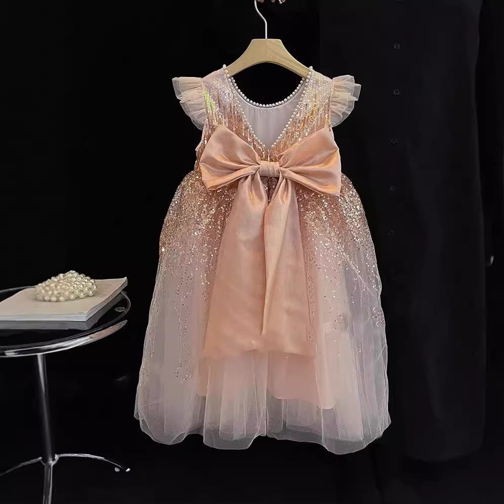 2025 New Summer Girls Dress Gradient Sequins Vest Princess Dress Children Performance Gown