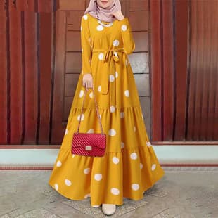 2023 Amazon AliExpress Cross-border New Women's Large Polka Dot Retro Elegant Long Sleeve Dress