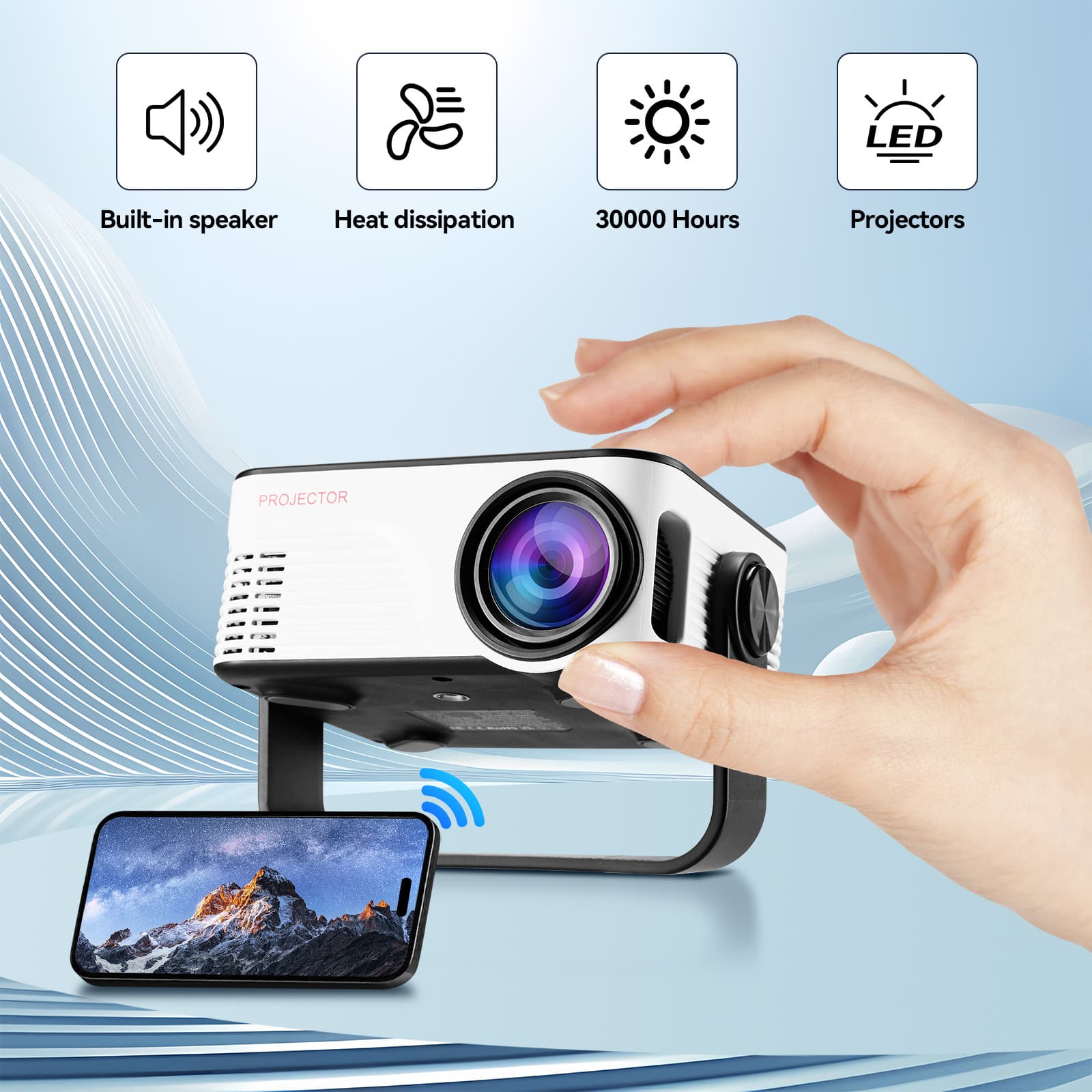 M40 Portable Projector Home 1080P HD Slim 3D Projector Mobile Screen Mirroring WiFi Slim Portable