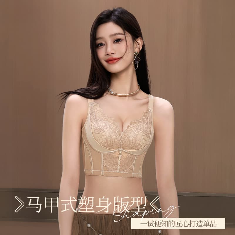 Beauty salon shaping corset bra with boning to support and reduce side breast fat, Ou Ruofeng adjustable and warm-feeling lining bra