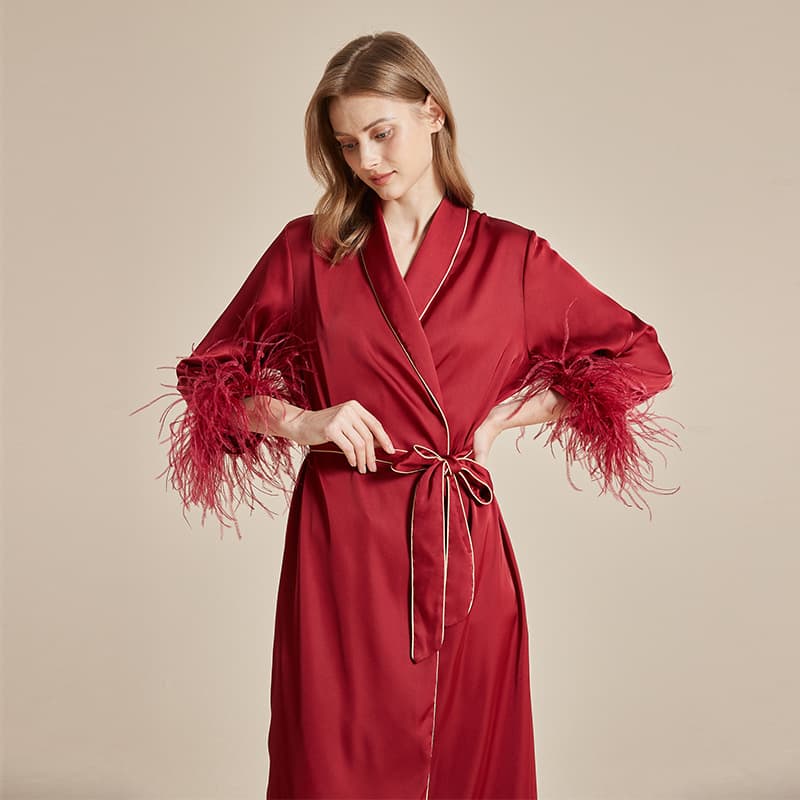 Fairy Ostrich Feather Dressing Gown Women Bride High-End Super Fairy Furry Pajamas 2025 Spring Summer New Nightgown