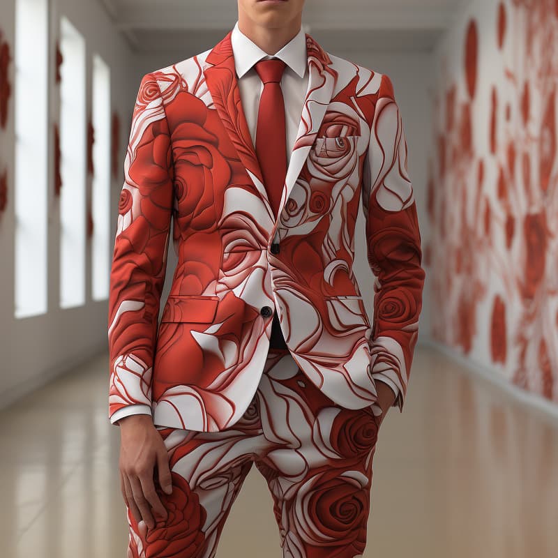 Men's 3D Digital Print Suit for Cosplay Party Stage Nightclub Shiny Cool Performance Blazer