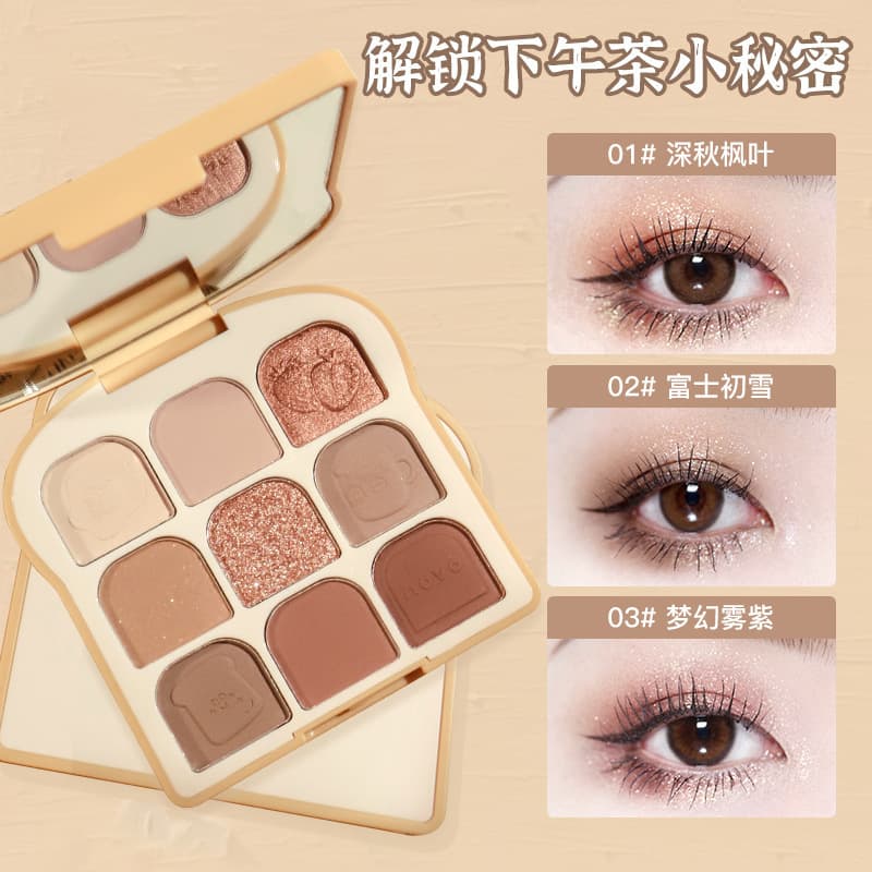 NOVO Toast Nine-Color Eyeshadow Palette, Bestselling Matte, Fine Shimmer, Glitter, Smoky Earth Tone Eyeshadow Wholesale