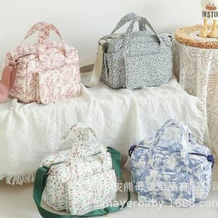 Korean Style Ins Classical Painting Boston Bag Outing Mommy Handheld Lightweight Multifunctional Portable Baby Bag Travel Bag