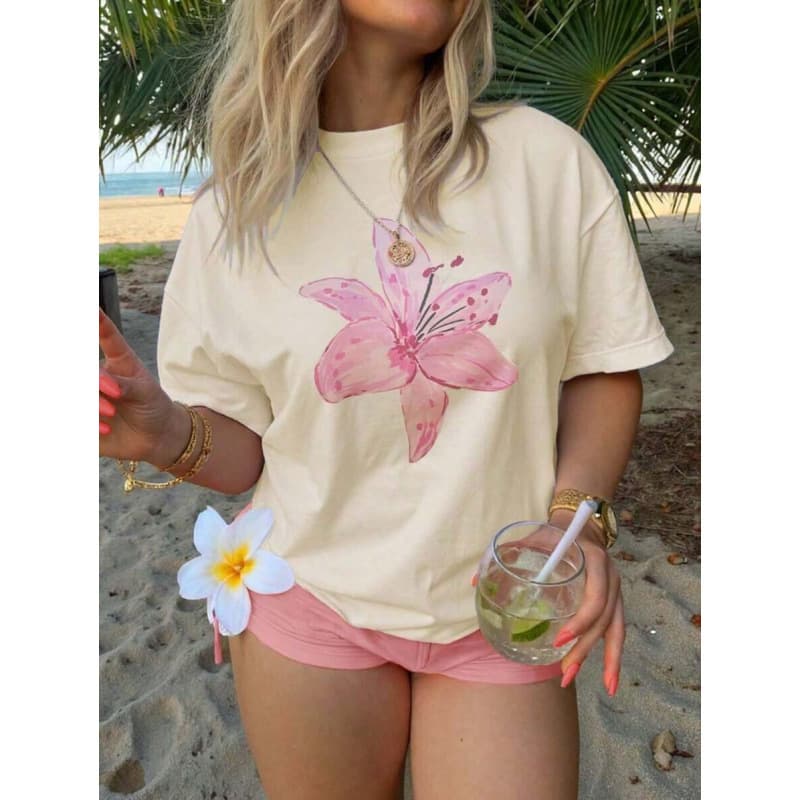 European size cotton 1pcs Plus Size Women's Loose, Drop-Shoulder Fit 100%