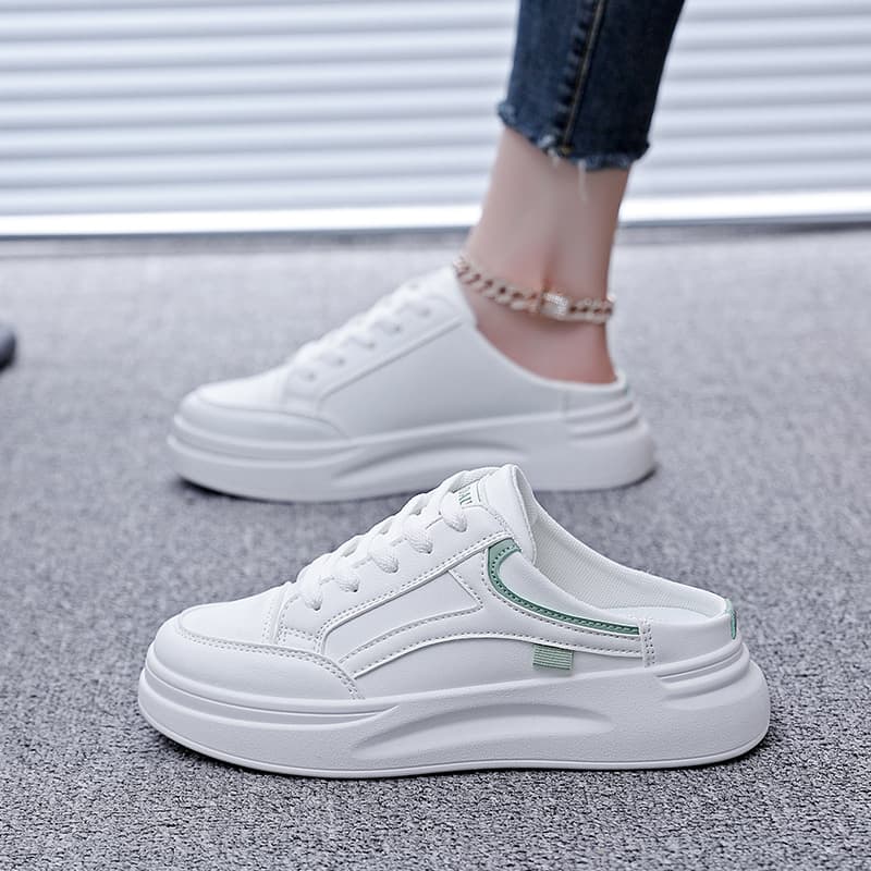 White shoes for women 2026 new hot style spring and summer thick-soled casual outer wear toe-toe slippers women's casual sneakers C26