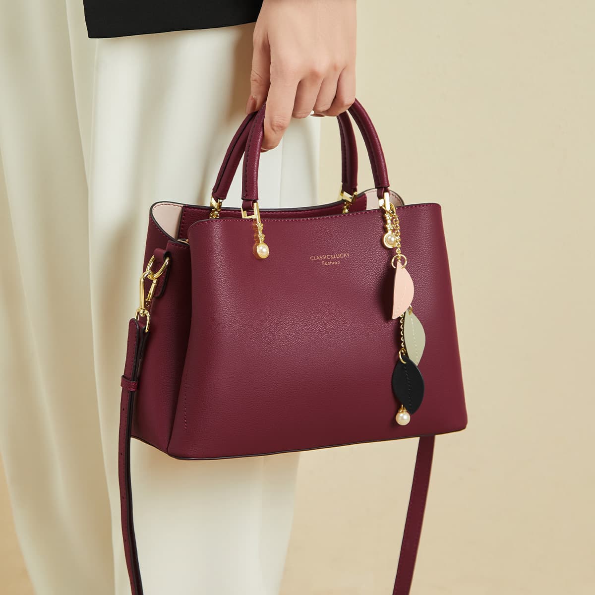 Nalandu Red Wedding Handbag Mother's Bag 2026 New Mother's Day Gift Women's Handheld Genuine Leather Bag