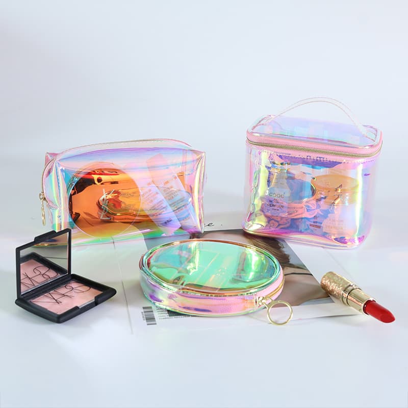 Factory Wholesale New Foreign Trade Waterproof Cosmetic Storage Bag Transparent Makeup Bag Portable TPU Laser Cosmetic Bag