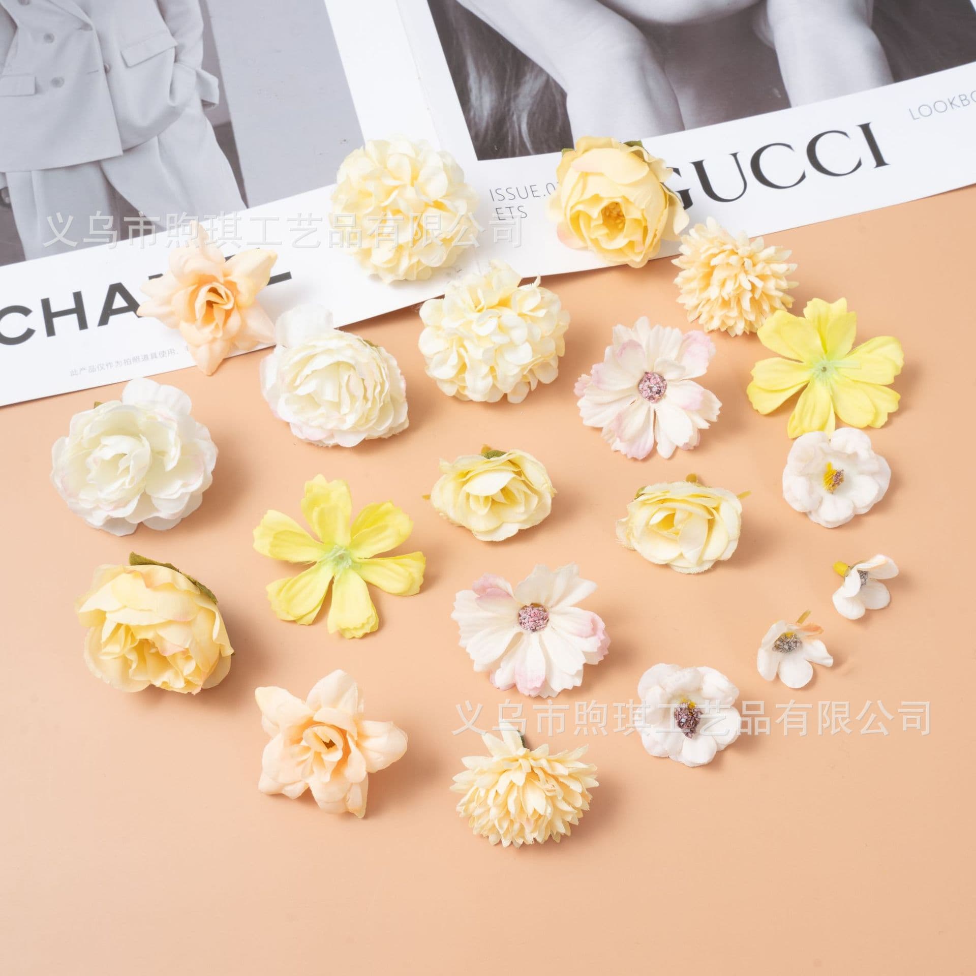 Artificial Flower Material Kit Multi-Color Set Rose Fake Flowers Silk Flowers Ancient Style Hair Accessories DIY Hairpin Pain Package Decoration
