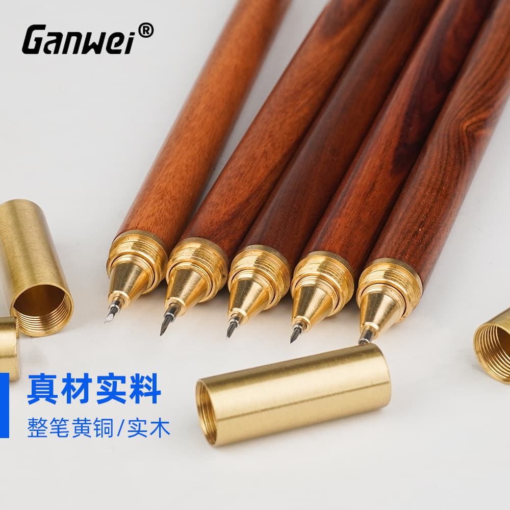 Woodworking Marking Pen Brass Solid Wood Alloy Tip Dual-Purpose Pen Knife Hand Carving Knife Paper Cutter