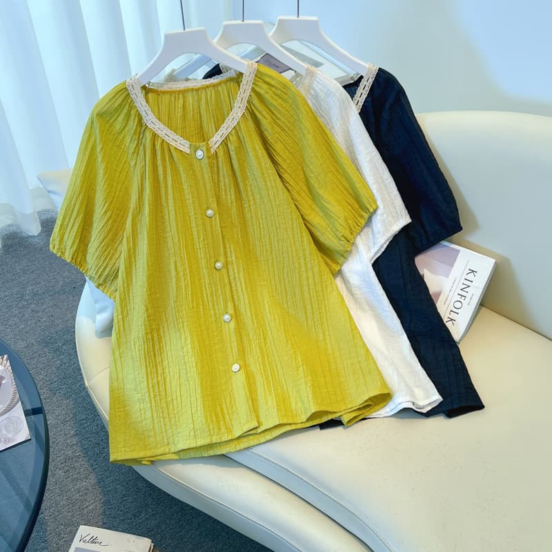 Bust 150 Plus Size Women's Clothing for Heavy Set Ladies, Loose Fit Summer New Arrival Slimming T-Shirt Top for 300 lbs, 57020