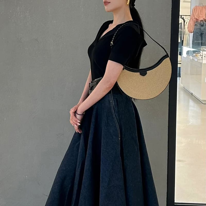 2025 New Woven Straw Shoulder Bag for Women, Unique Design, Summer Style, Cowhide Handbag/Crossbody Bag, ALA Monthly