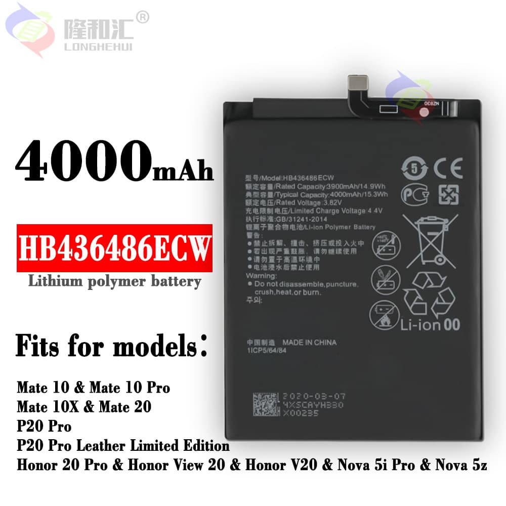 Compatible with Huawei Mate 10 / Mate 10 Pro / Mate 20 / P20 Pro HB436486ECW Phone Battery