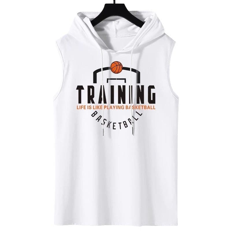 Men's Basketball Shooting Training Tank Top Summer Loose Moisture-Wicking Sports Hooded American Style Sleeveless Vest Trendy 12