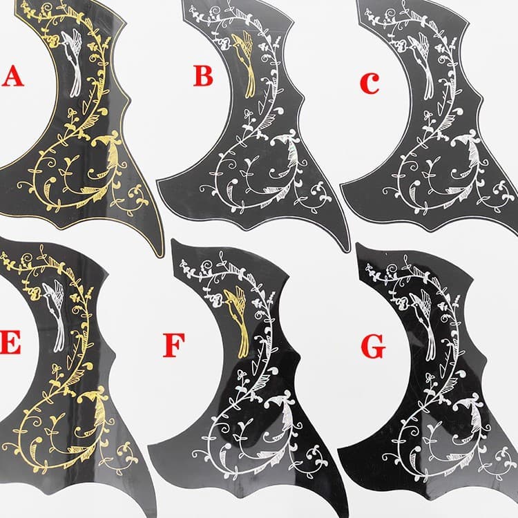 Hot Selling Folk Guitar Pickguard Floral Pattern Anti-Slip for 40/41 Inch Acoustic Electric Guitar Accessories Gold Silver Color Custom Logo