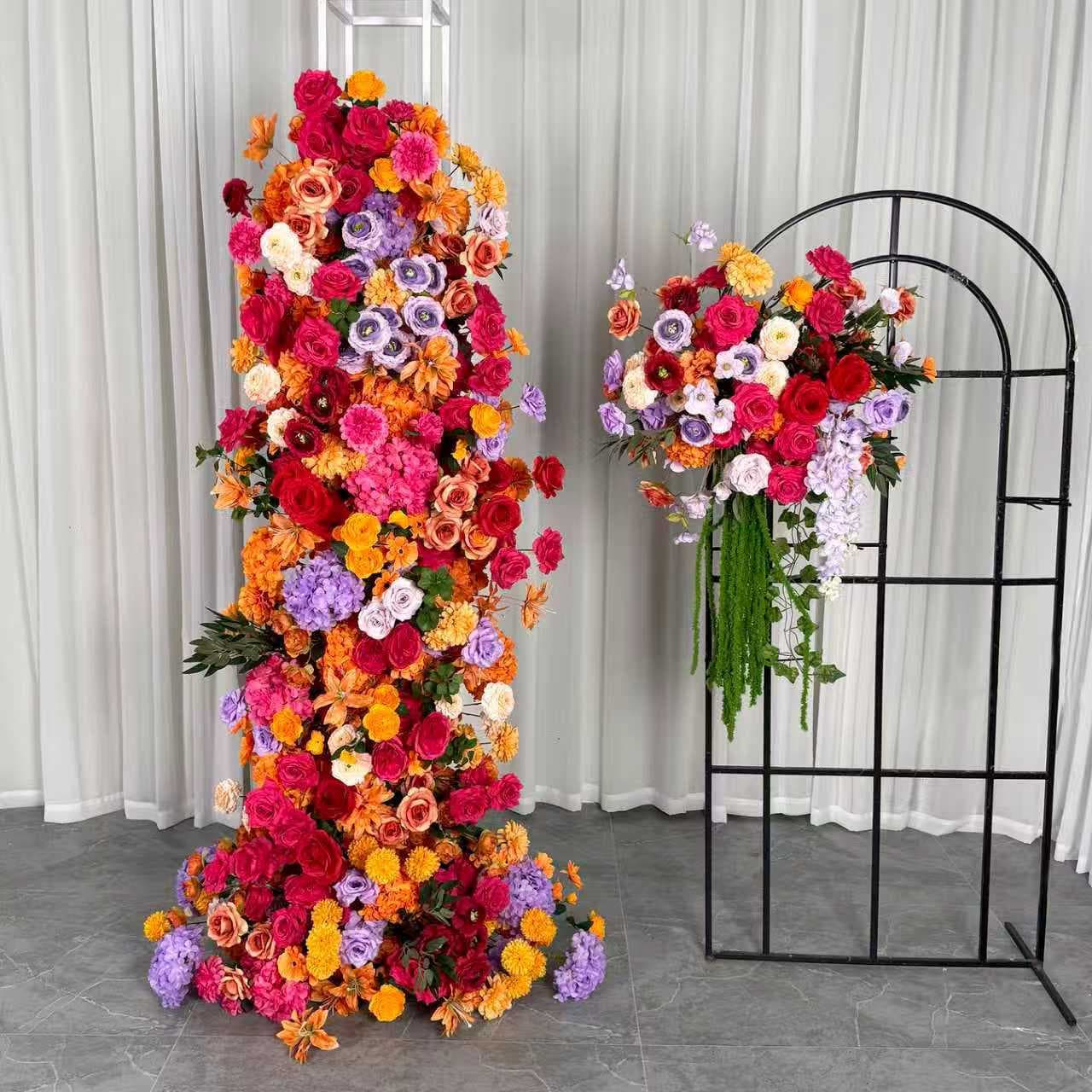 Cross-border wedding simulation flower arch horn flower stand flower cake tower fake flower goal ball decoration props banquet flower tower