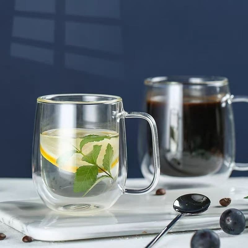 Cross-Border Simple Transparent High-Temperature Resistant High Borosilicate Glass Mug with Handle Christmas Gift Coffee Cup Juice Cup