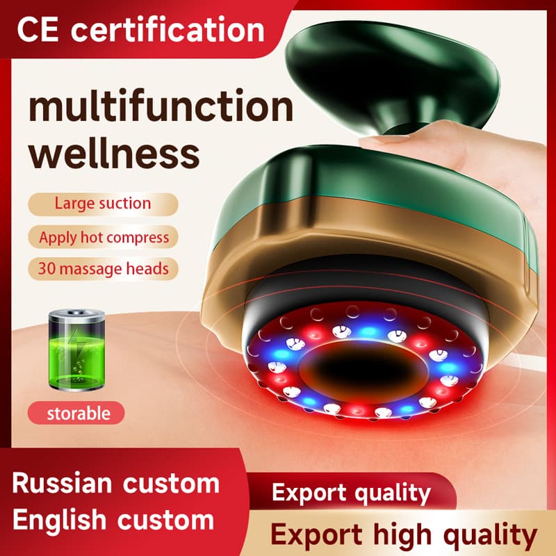 Electric Scraping Massager with Hot Compress for Meridian Dredging, Vacuum Large Suction Cupping Instrument, Portable Electric Cupping Device