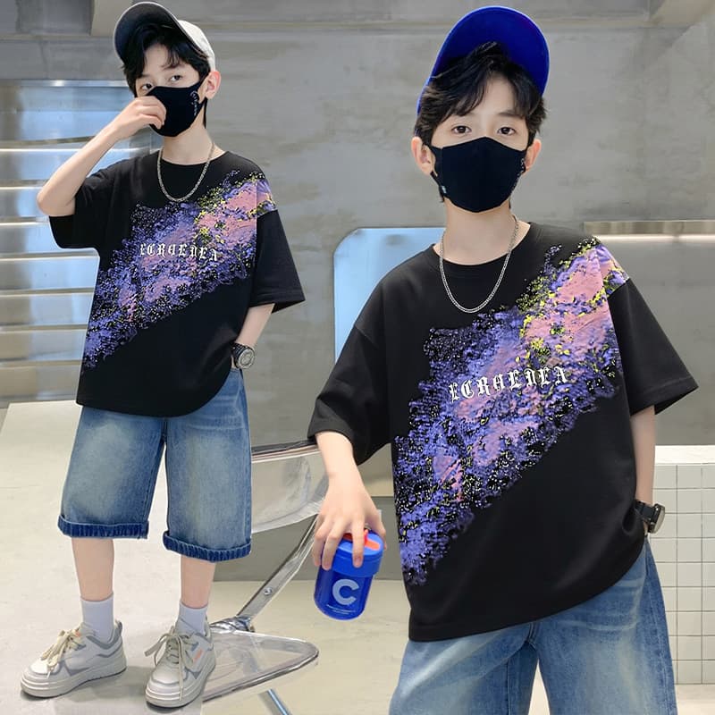 Summer Children's Boys Short Sleeve T-Shirt 2025 New Trendy Top Undershirt Boys Half Sleeve