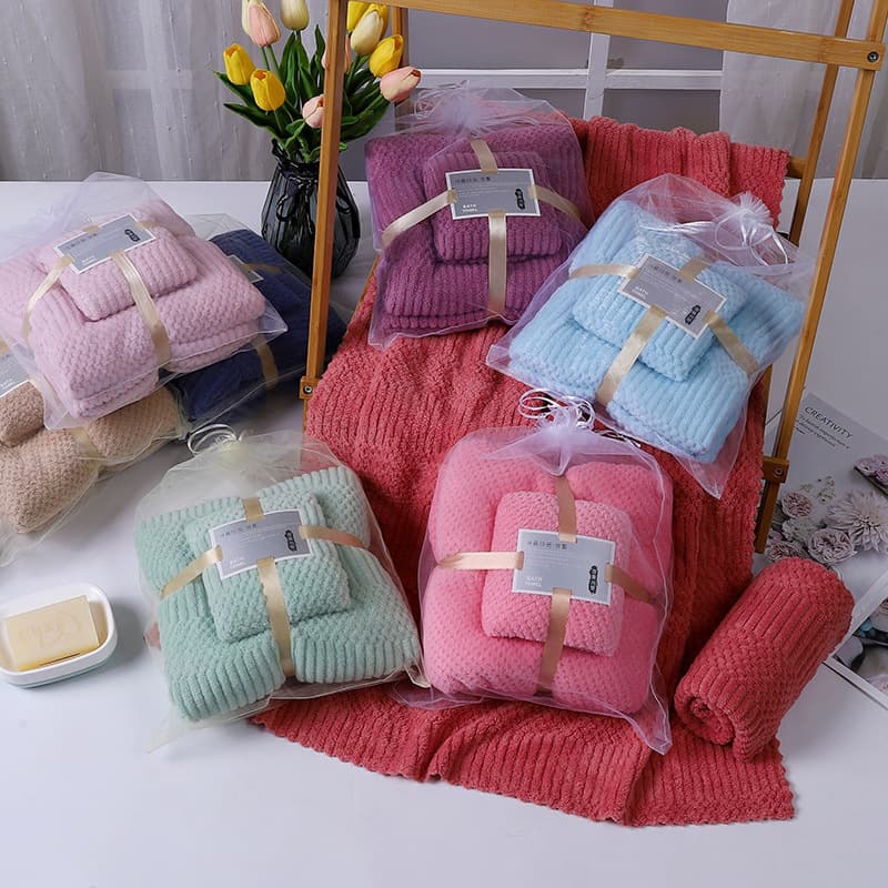 Coral Fleece Towel Set, Thickened Absorbent Gift Two-Piece Set, Class A, Gaoyang Soft Gift Set