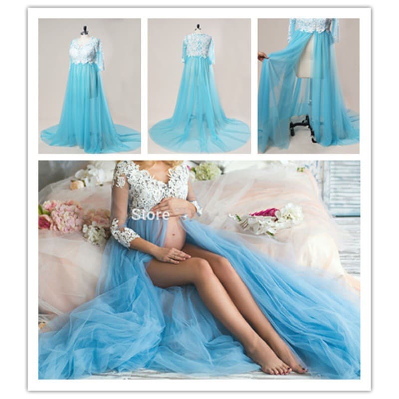 European and American Sexy Loose Women's Wedding Dress Mesh Veil Gown Maternity Photo Studio Creative Photography Wedding Commemorative