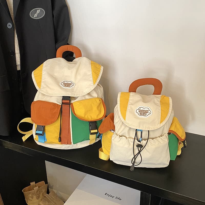 Cross-border Contrast Color Patchwork Children's Backpack - Ultra-light, Durable, Cute Backpack for Kindergarten and Elementary School Students