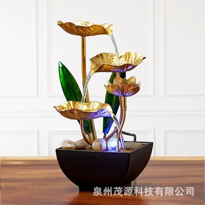 Feng Shui Water Wheel Wealth Flowing Water Decorative Ornament for Living Room Office, Circulating Water Housewarming Gift, Opening Gift