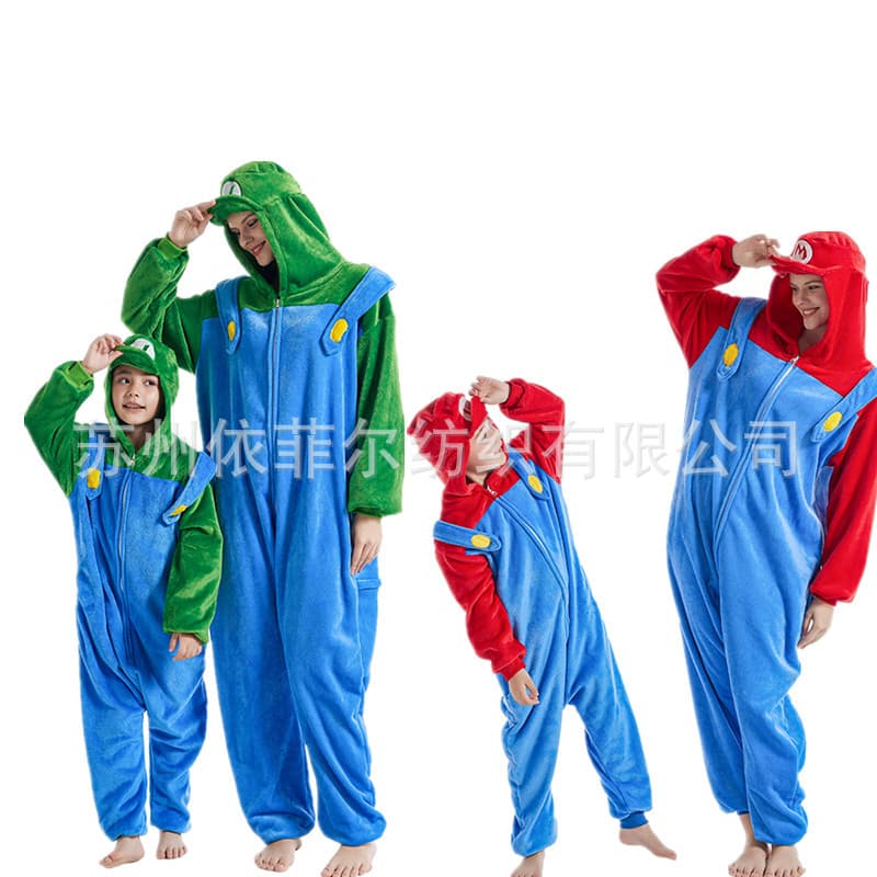 2023 Cartoon One-piece Pajamas Animal Men and Women Dinosaur Flannel King Kong Super Mary Monkey King's Home Clothes