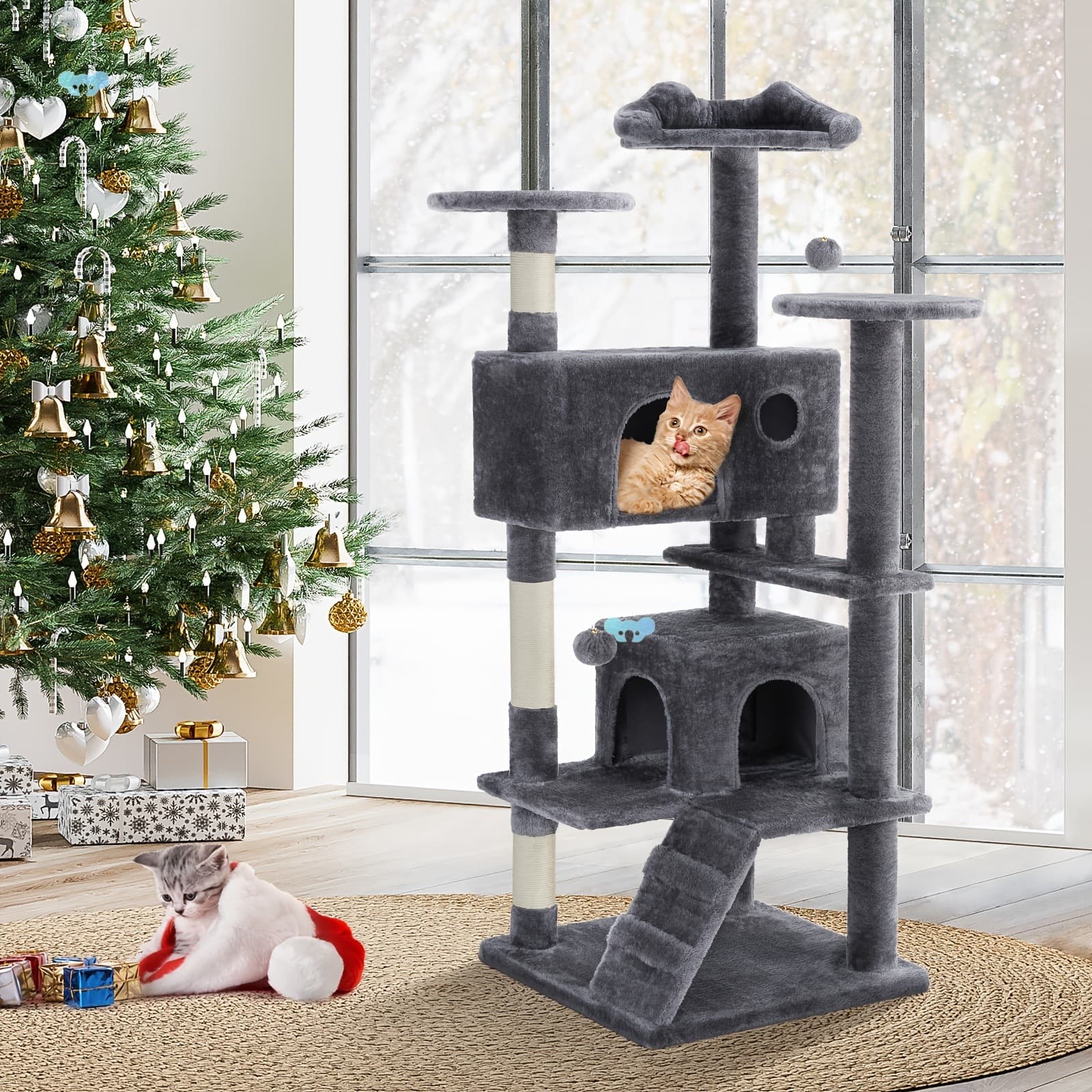 54-inch Multi-Level Cat Tree with Scratching Post Climbing Activity Center