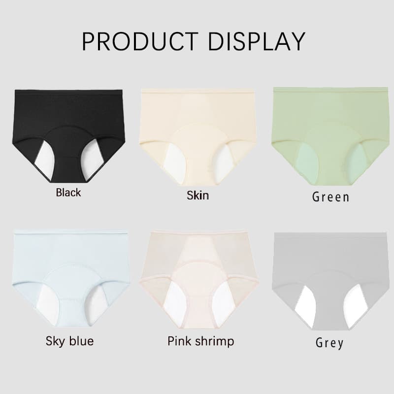 Women's Mid-Waist Period Panties, Leak-Proof, Pure Cotton, Antibacterial, Menstrual Hygiene Briefs