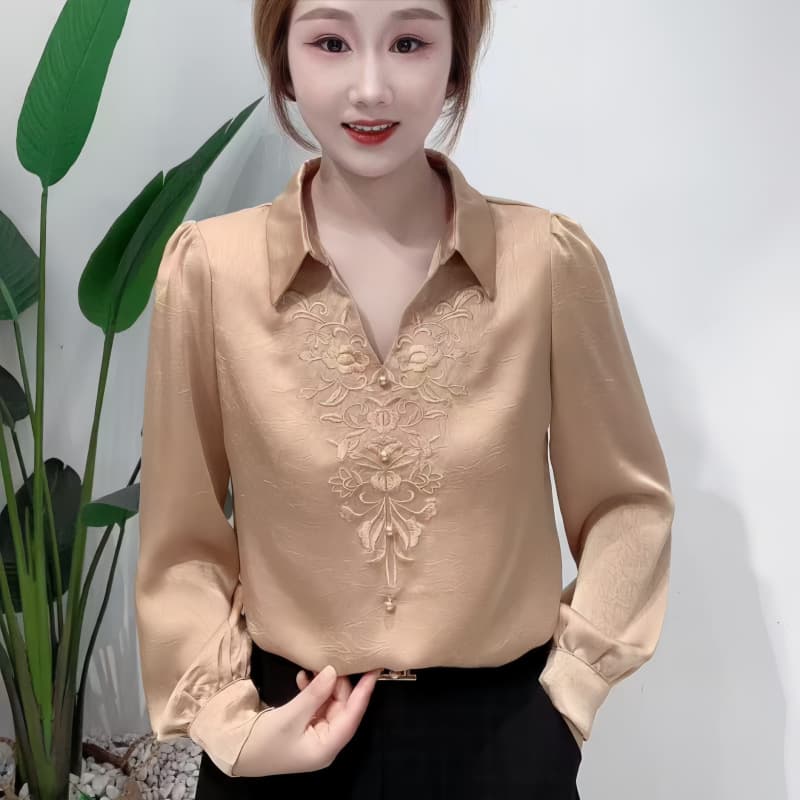 2025 Fashion New Long-Sleeve Shirt Versatile Embroidered Slimming Design Elegant Stylish Blouse