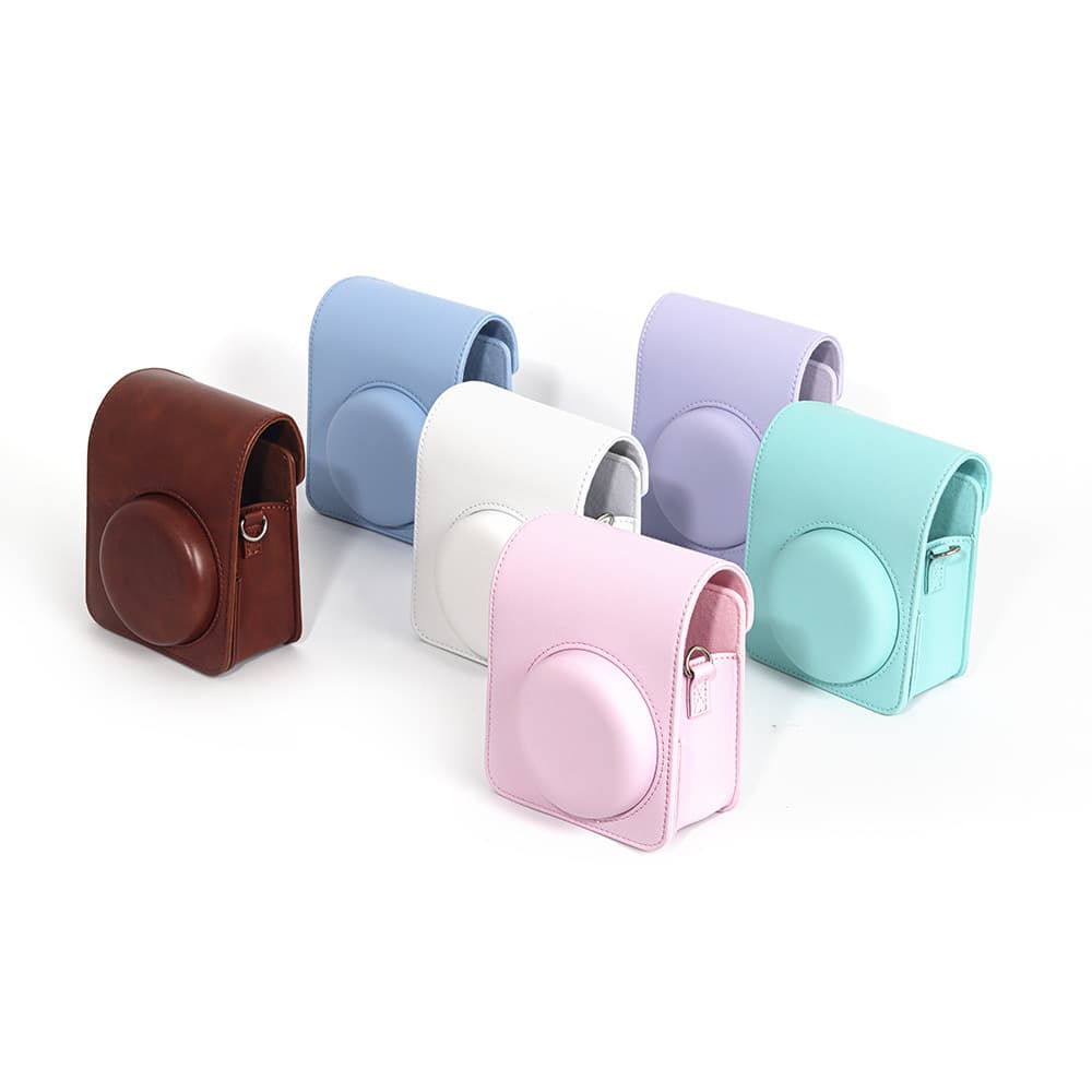 Vintage Leather Camera Case for Fujifilm Instax Mini 13/12/11 Camera, Portable Solid Color Protective Bag