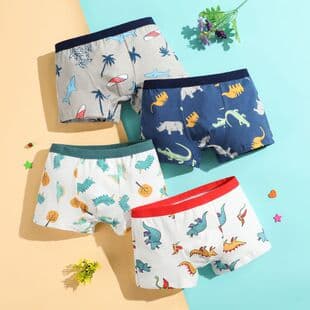 New Boys' Underwear Pure Cotton Cartoon Print Boxer Briefs Big Kid Toddler Shorts Factory Direct