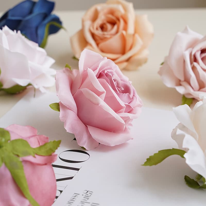 Artificial Rose Flower Gift Box Decoration Wedding Fake Flowers 10cm Flower Headband DIY Simulation Flower Materials